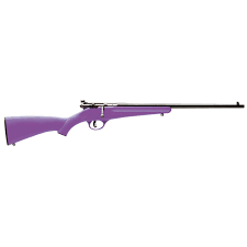 Savage Rascal youth .22 bolt-action rifle with 16.125" barrel, adjustable peep sight, and purple synthetic stock